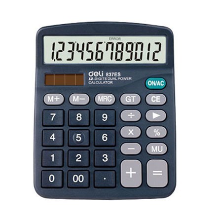 得力837es计算器办公用会计专用太阳能计算器学生用带语音大学财务小号便携双电源计算机器按键文具办公用品大号
